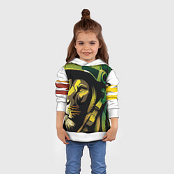 Толстовка-худи детская Раста Лев в каске, цвет: 3D-белый — фото 2