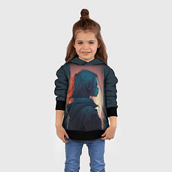 Толстовка-худи детская Девушка в городе в аниме стиле, цвет: 3D-черный — фото 2