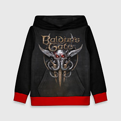 Толстовка-худи детская Логотип Baldurs Gate 3, цвет: 3D-красный