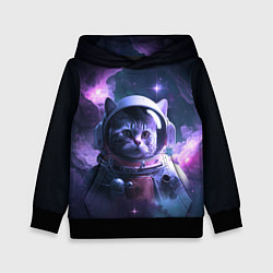 Толстовка-худи детская Котик космонавт, цвет: 3D-черный