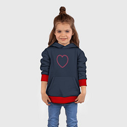 Толстовка-худи детская Неоновое сердце на синем фоне, цвет: 3D-красный — фото 2
