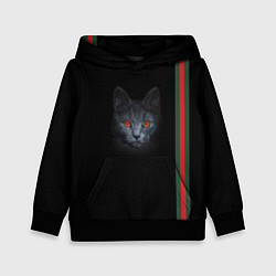 Толстовка-худи детская Кот гуччи, цвет: 3D-черный