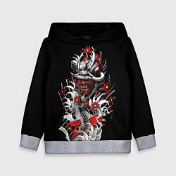 Толстовка-худи детская Irezumi самурай, цвет: 3D-меланж