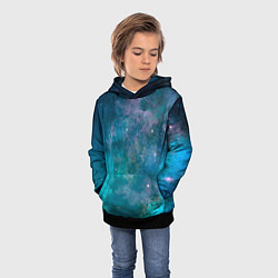 Толстовка-худи детская Абстрактный светло-синий космос и звёзды, цвет: 3D-черный — фото 2