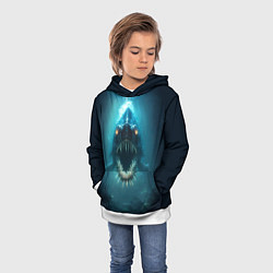 Толстовка-худи детская Голодный мегалодон, цвет: 3D-белый — фото 2