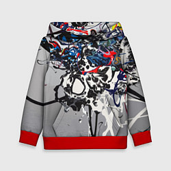 Толстовка-худи детская Нейросеть рисует абстракцию, цвет: 3D-красный