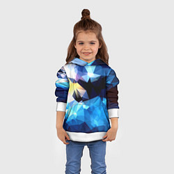 Толстовка-худи детская Polygon blue abstract collection, цвет: 3D-белый — фото 2