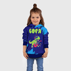 Толстовка-худи детская Боря рокозавр, цвет: 3D-синий — фото 2