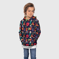Толстовка-худи детская Разноцветные завитки, цвет: 3D-белый — фото 2