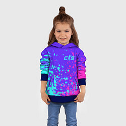 Толстовка-худи детская Counter Strike 2 - Неоновые Брызги, цвет: 3D-синий — фото 2
