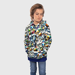 Толстовка-худи детская Акварельные черепа, цвет: 3D-синий — фото 2