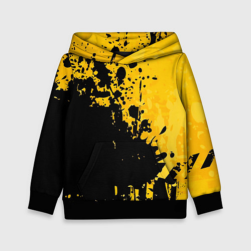Детская толстовка Пятна черной краски на желтом фоне / 3D-Черный – фото 1