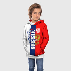 Толстовка-худи детская Russia national team: white blue red, цвет: 3D-белый — фото 2