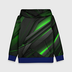 Толстовка-худи детская Черно-зеленые объемные полосы, цвет: 3D-синий