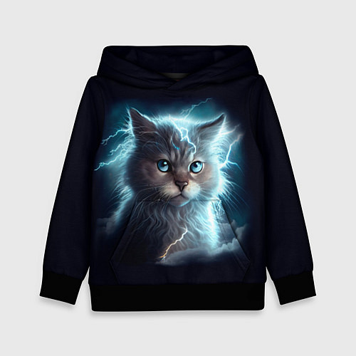 Детская толстовка Котик с молниями / 3D-Черный – фото 1