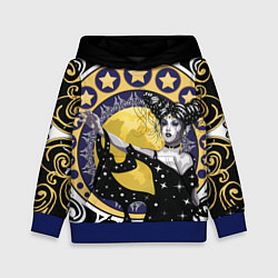 Толстовка-худи детская Древняя богиня Никс и рамка в стиле модерн с луной, цвет: 3D-синий