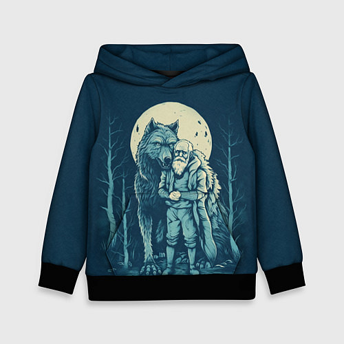 Детская толстовка Старик с волком / 3D-Черный – фото 1