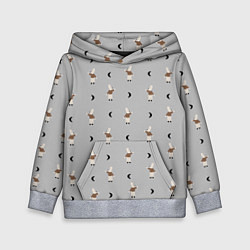 Толстовка-худи детская Зайка и луна - паттерн серый, цвет: 3D-меланж