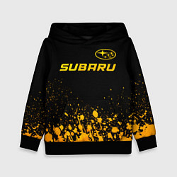 Толстовка-худи детская Subaru - gold gradient: символ сверху, цвет: 3D-черный