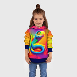 Толстовка-худи детская Змейка в красках, цвет: 3D-синий — фото 2