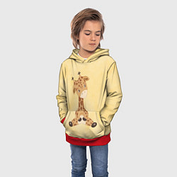 Толстовка-худи детская Малыш жираф, цвет: 3D-красный — фото 2