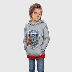 Толстовка-худи детская Welcome to Russia - футбол, цвет: 3D-красный — фото 2