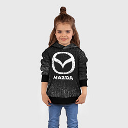 Толстовка-худи детская Mazda с потертостями на темном фоне, цвет: 3D-черный — фото 2