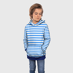 Толстовка-худи детская Тельняшка васильковая ВДВ, цвет: 3D-синий — фото 2