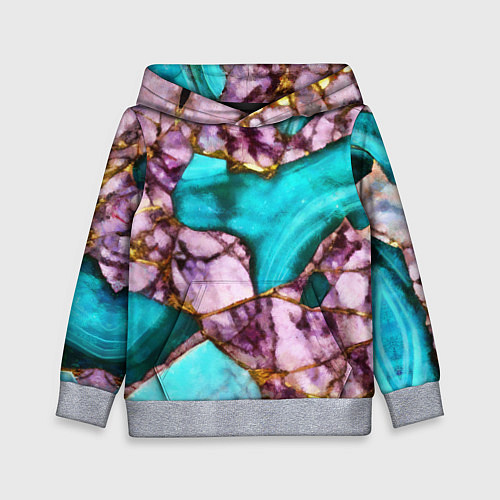 Детская толстовка Рисунок текстуры синего и фиолетового мрамора / 3D-Меланж – фото 1