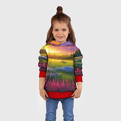 Толстовка-худи детская Летний закат, цвет: 3D-красный — фото 2