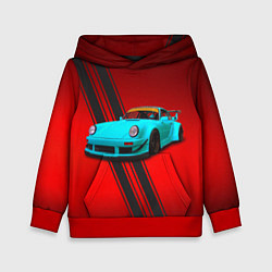Толстовка-худи детская Немецкий спортивный автомобиль Porsche 911, цвет: 3D-красный