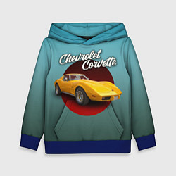 Толстовка-худи детская Американский спорткар Chevrolet Corvette Stingray, цвет: 3D-синий