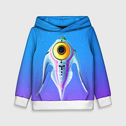 Толстовка-худи детская Subnautica инопланетная рыба, цвет: 3D-белый