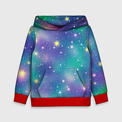Толстовка-худи детская Космическое сияние волшебное, цвет: 3D-красный