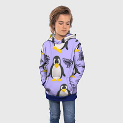 Толстовка-худи детская Пингвин и веточка, цвет: 3D-синий — фото 2