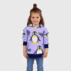 Толстовка-худи детская Пингвин и веточка, цвет: 3D-синий — фото 2