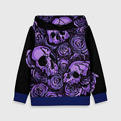 Толстовка-худи детская Узор Розы и Черепа, цвет: 3D-синий