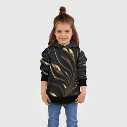 Толстовка-худи детская Золотой орнамент на черном, цвет: 3D-черный — фото 2