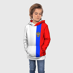 Толстовка-худи детская Цвета России - герб, цвет: 3D-белый — фото 2