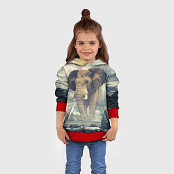 Толстовка-худи детская Гигантский слон, цвет: 3D-красный — фото 2