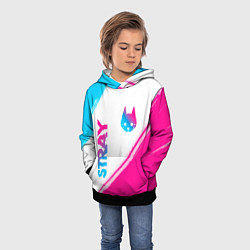 Толстовка-худи детская Stray neon gradient style: надпись, символ, цвет: 3D-черный — фото 2