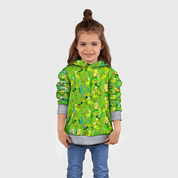 Толстовка-худи детская Зеленые волнистые попугайчики, цвет: 3D-меланж — фото 2