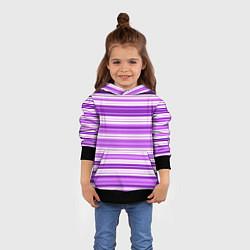 Толстовка-худи детская Фиолетовые полосы, цвет: 3D-черный — фото 2