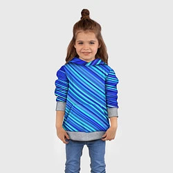 Толстовка-худи детская Сине голубые узорчатые полосы, цвет: 3D-меланж — фото 2