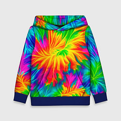 Толстовка-худи детская Тай-дай кислотные краски, цвет: 3D-синий