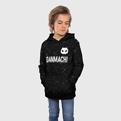 Толстовка-худи детская DanMachi glitch на темном фоне: символ сверху, цвет: 3D-черный — фото 2