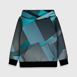 Толстовка-худи детская Абстрактные ребристые кубы, цвет: 3D-черный