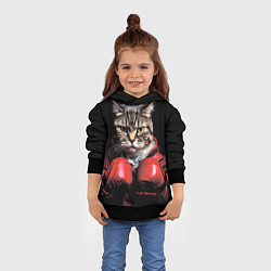 Толстовка-худи детская Cat boxing, цвет: 3D-черный — фото 2