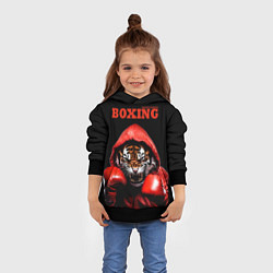 Толстовка-худи детская Boxing tiger, цвет: 3D-черный — фото 2
