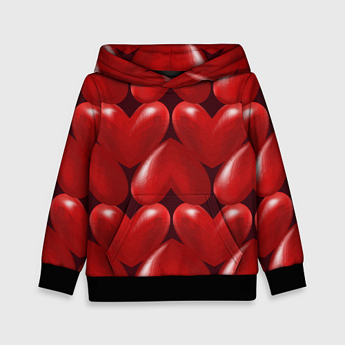 Детская толстовка Red hearts / 3D-Черный – фото 1